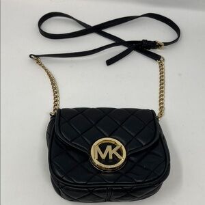 Michael Kors Quilted Black Crossbody Bag with Gold Chain